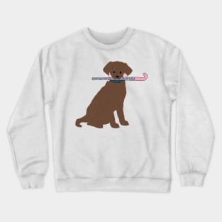 Chocolate Lab Preppy Madras Field Hockey Dog Crewneck Sweatshirt